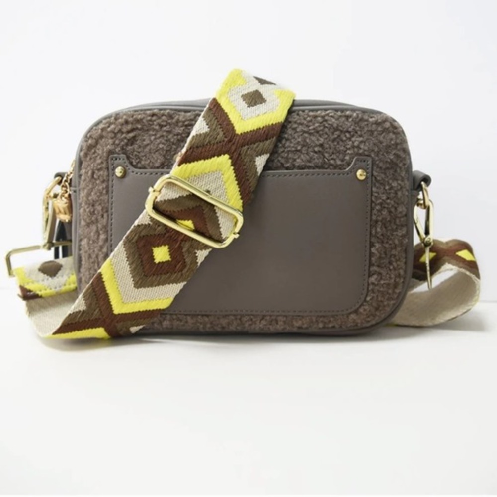 Fleece Camera Bag Crossbody Printed Colorful Strap Belt Bag Neon NWT